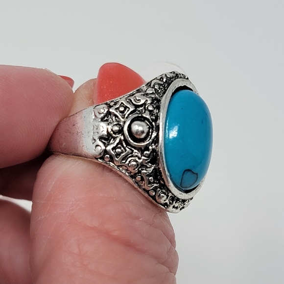 Turquoise Stainless Steel Ring. - Picture 4 of 6